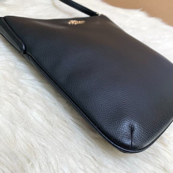 COACH Black Crossgrain Leather Large Slim N/S Swing Pack Crossbody F36063 - Picture 9 of 14